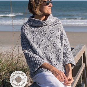 Crochet Sweater PATTERN - Tara - Women Jumper, Cable Pullover, Cowl Collar - Small to Plus Sizes - Overlay Crochet - Charts, Video - PDF