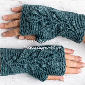 PATTERN Crochet Wrist Warmers Hedera Fingerless Mitts, Gloves, Hand Warmers for Women, Teens Embossed Charts Haalpatroon PDF image 7