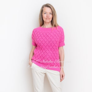 Roseate Crochet Sweater PATTERN - Women Top - Seamless Reversible Chunky Textured Pullover - Bottom Up, Plus Sizes - Charts, Video - PDF