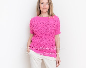 Roseate Crochet Sweater PATTERN - Women Top - Seamless Reversible Chunky Textured Pullover - Bottom Up, Plus Sizes - Charts, Video - PDF