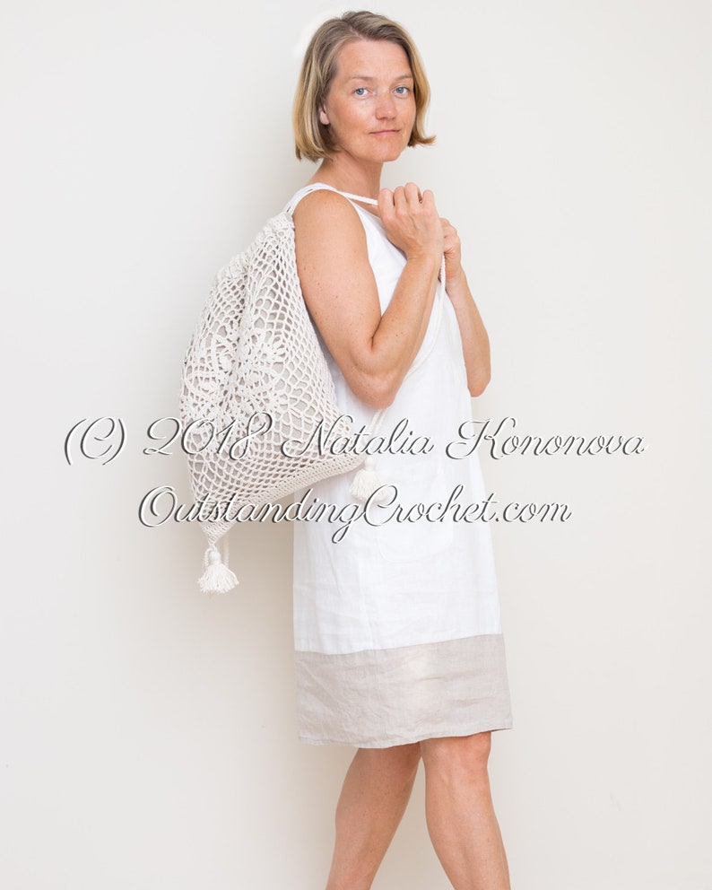 Crochet Backpack PATTERN Drawstring Bag White Lotus | Etsy