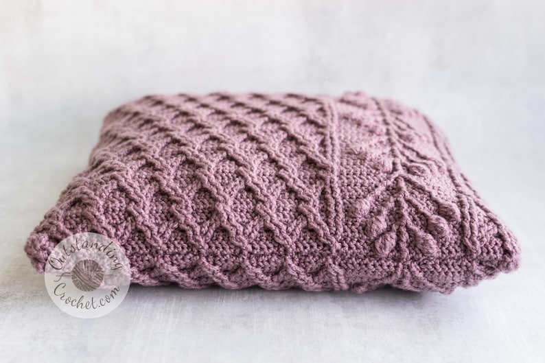 Crochet Pillow PATTERN - Umbella Cushion - Cabled, Textured - Chart, Videos, Written - PDF image 5