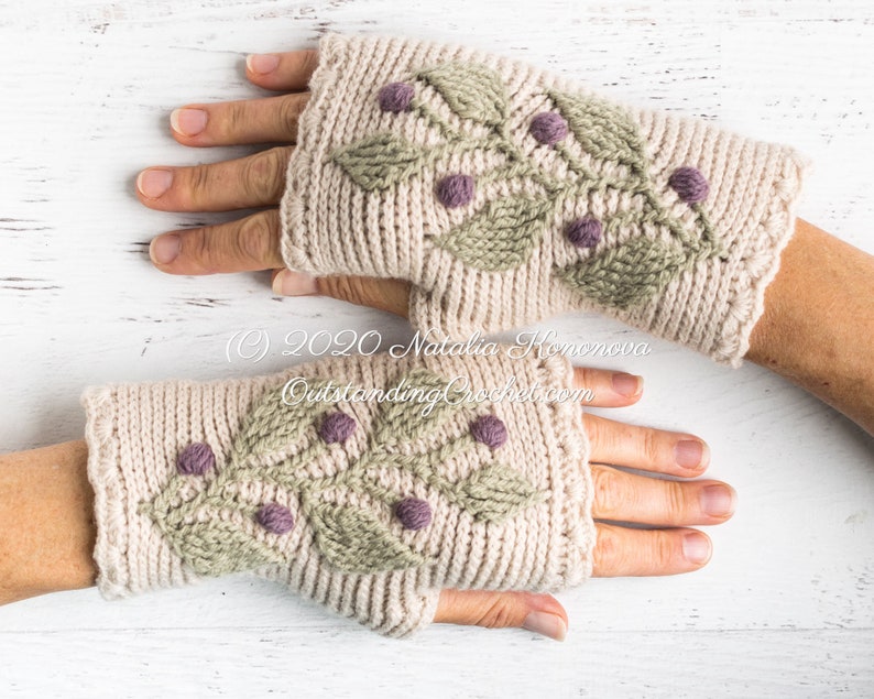 PATTERN Crochet Wrist Warmers Hedera Fingerless Mitts, Gloves, Hand Warmers for Women, Teens Embossed Charts Haalpatroon PDF image 8