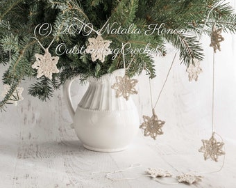 PATRÓN de ganchillo de guirnalda de estrellas navideñas - Lea la descripción para obtenerla GRATIS - Decoración del hogar - Adorno colgante - PDF