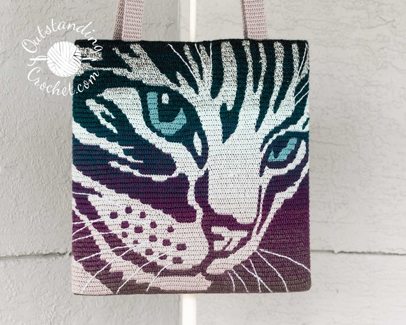 Cat Bag Pillow Crochet PATTERN - Overlay Mosaic - Women Shoulder Bag, Cushion, Tote.