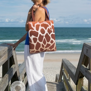 Crochet Bag PATTERN - Giraffe - Mosaic Pillow, Cushion, Tote, Handbag - Overlay mosaic