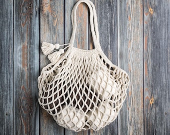 Market Bag Crochet PATTERN - Merkado Reusable Grocery Shopping Mesh Bag - Bulky Beach Bag (PDF)
