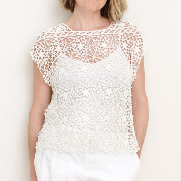 Serenity Top Crochet PATTERN - Women Lace Summer Dress, Cover Up with Scoop Neck, Wedding Dress - From Small to Plus size 4X - PDF