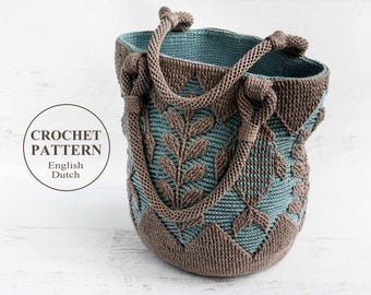 Crochet PATTERN - Bag - Corfu - Women Purse, Shoulder, Handbag, Beach, Basket, Embossed, 3D Multicolor - Haakpatroon - PDF