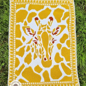 Blanket/ Tapestry Crochet PATTERN - Giraffe - Overlay Mosaic Crochet Pattern in 2 sizes: Toddler/ Lap, Baby