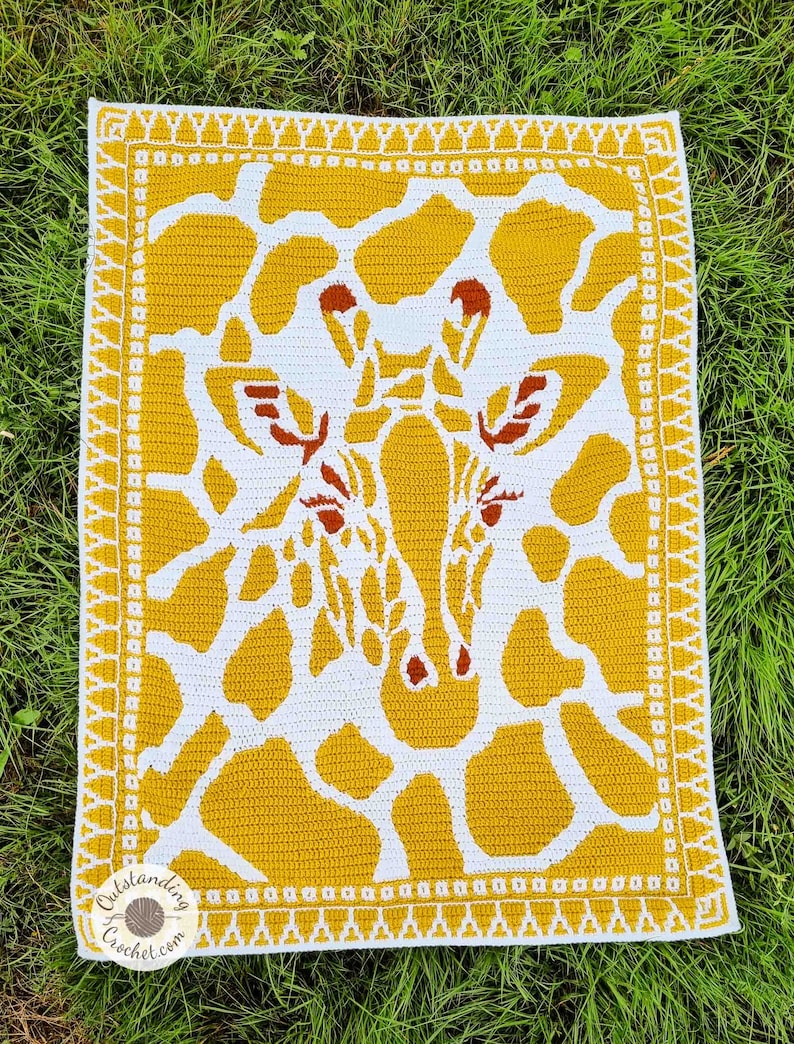 Blanket/ Tapestry Crochet PATTERN - Giraffe - Overlay Mosaic Crochet Pattern in 2 sizes: Toddler/ Lap, Baby