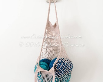 Market Bag Crochet Pattern - Boho beach net mesh, reusable grocery sack, produce shopping - Shoulder bag, handbag - PDF