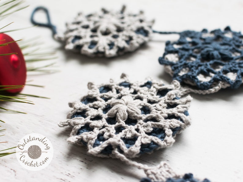 Crochet PATTERN Christmas Garland Snowflake Christmas tree garland, Ornament, Winter home decoration Written, Charts, Video PDF image 10