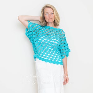 Crochet Top PATTERN - Seaside - Off Shoulder, Women, Plus size, Summer, Seamless, Boat Neck, Drop Shoulder, Oversized Fit