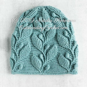 Crochet Hat PATTERN Climbing Vine Beanie Women, Girls, Kids, Children Toddler Sizes Embossed Cables, Haakpatroon PDF image 1