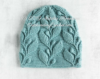 Crochet Hat PATTERN - Climbing Vine Beanie - Women, Girls, Kids, Children Toddler Sizes - Embossed Cables, - Haakpatroon - PDF