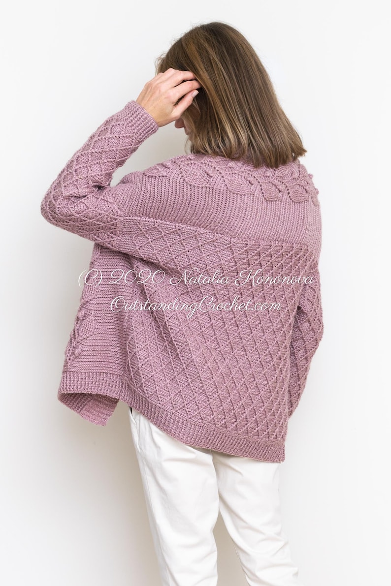 PATTERN - Crochet Cardigan - Olea - Women Sweater, Embossed, Cabled, Textured Jacket,  Plus Sizes