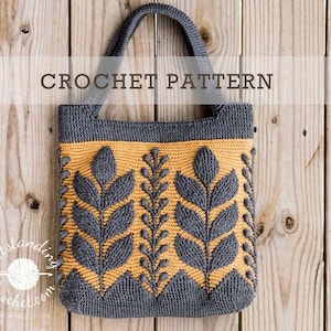 Prairie Bag Crochet PATTERN - Embossed Crochet Women Handbag, Shoulder Bag, Tote, Purse - Written, Videos, Charts, Schematics - PDF