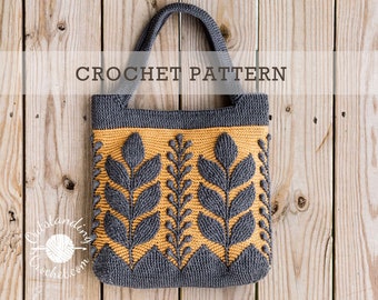 Prairie Bag Crochet PATTERN - Embossed Crochet Women Handbag, Shoulder Bag, Tote, Purse - Written, Videos, Charts, Schematics - PDF