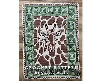 Crochet PATTERN - Giraffe Blanket - Overlay Mosaic Crochet Pattern - 2 sizes: Toddler/ Lapghan and Baby - throw, afghan - PDF