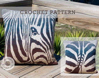 Crochet Pillow PATTERN - Zebra Bag - Cushion, Tote, Shoulder Bag - Overlay Mosaic Crochet - Haakpatroon  - Charts Videos