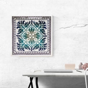 Petalique Pillows mosaic crochet pattern: smaller without a border and larger with a border. Made from the center without any tails to hide.  Features delicate flowers and leaves on the front with a plain back. Can be made as a wall hanging.