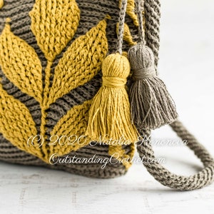 Capsella Crochet Bag PATTERN Small Women Purse, Shoulder, Cross-body, Messenger, 3D Embossed, Textured Cabled Leaf, Boho Video Charts image 8