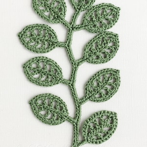 Irish Crochet Applique PATTERN - Branch - Crochet Gift Idea - Leaf - Lace Motif Embellishment - Wall Decoration - DIY Home Decor - PDF