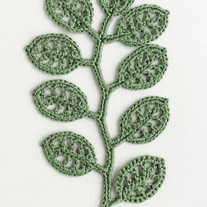 Irish Crochet Applique PATTERN Branch Crochet Gift Idea Leaf Lace Motif Embellishment Wall Decoration DIY Home Decor PDF image 1