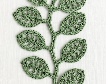 Irish Crochet Applique PATTERN Leaf Branch Crochet Gift Idea, Embellishment - Wall Decor - DIY Home Decor - PDF instant download
