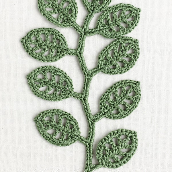 Irish Crochet Applique PATTERN - Branch - Crochet Gift Idea - Leaf - Lace Motif Embellishment - Wall Decoration - DIY Home Decor - PDF