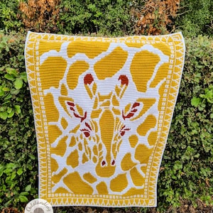 Blanket/ Tapestry Crochet PATTERN - Giraffe - Overlay Mosaic Crochet Pattern in 2 sizes: Toddler/ Lap, Baby