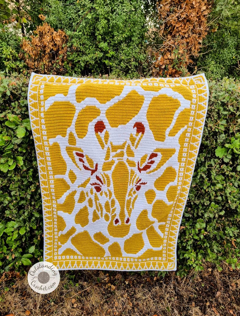 Blanket/ Tapestry Crochet PATTERN - Giraffe - Overlay Mosaic Crochet Pattern in 2 sizes: Toddler/ Lap, Baby