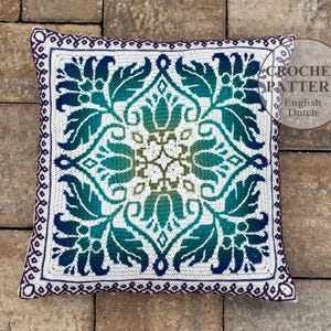 Crochet PATTERN - Petalique Pillow & Wall Decor - Mosaic Crochet Wall Hanging, Cushion, Tapestry - Boho Mandala Home Decor - PDF
