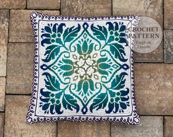 Petalique Pillow Crochet Pattern: Overlay Mosaic Mandala Wall Hanging, Cushion (PDF)