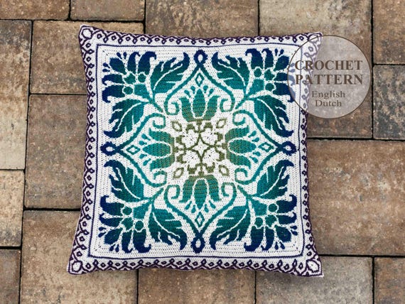 Petalique Pillow Crochet Pattern: Overlay Mosaic Mandala Wall Hanging, Cushion (PDF)