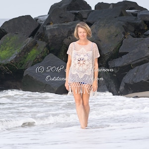 Crochet Top PATTERN - Desert - Women Summer Lace Dress, Tunic, Beach Cover Up - Oversize, Off Shoulder, Plus Sizes