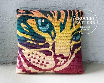 Cat Pillow Crochet Pattern: Mosaic Animal Print Bag (PDF)