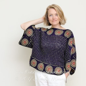 Cardigan Sweater 2 in 1 Crochet PATTERN - Women Top, Pullover - Kimono Sleeve, Seamless, Convertible - Medium, Large, Plus Size