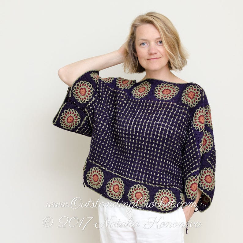 Cardigan Sweater 2 in 1 Crochet PATTERN - Women Top, Pullover - Kimono Sleeve, Seamless, Convertible - Medium, Large, Plus Size