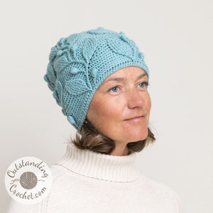Crochet Hat PATTERN - Women Adult, Children Sizes Beanie - Climbing Vine - Embossed Cables  - Girls, Kids, Toddler Hat - PDF