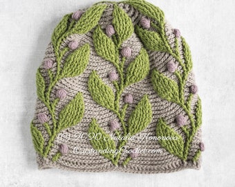 PATTERN - Crochet Hat - Hedera - Women Beanie - Embossed Textured Cabled - Adult, Kids Sizes - Multicolor - Charts, Videos - Haakpatroon