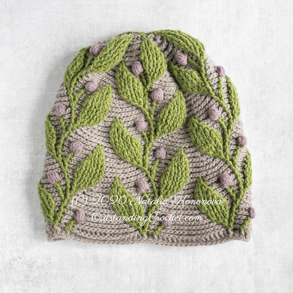 PATTERN - Crochet Hat - Hedera - Women Beanie - Embossed Textured Cabled - Adult, Kids Sizes - Multicolor - Charts, Videos - Haakpatroon