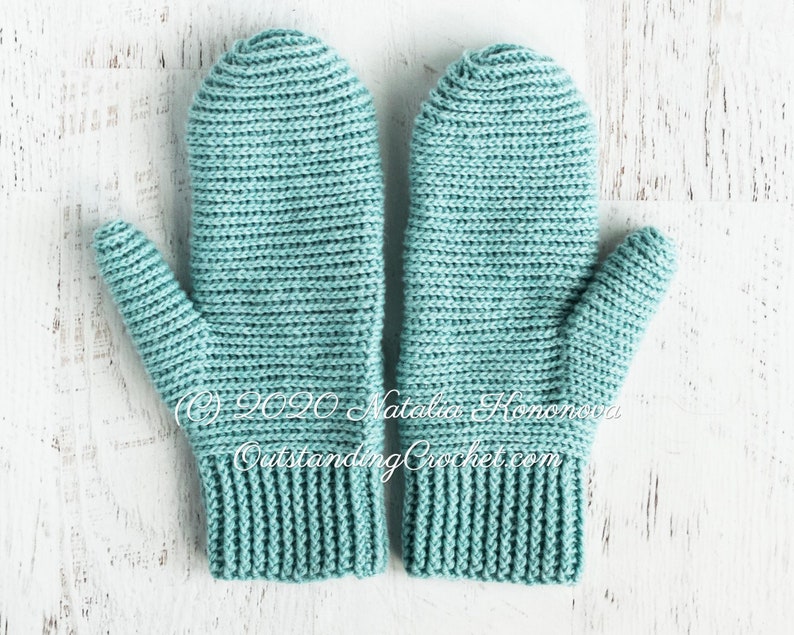 Crochet PATTERN Mittens Hedera Women, Kids Sizes Embossed Textured Cabled, Multicolor Haakpatroon PDF image 6