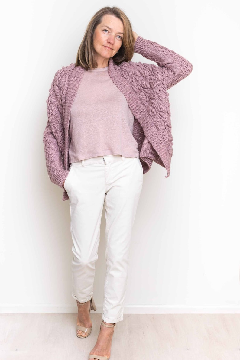 PATTERN - Crochet Cardigan - Olea - Women Sweater, Embossed, Cabled, Textured Jacket,  Plus Sizes