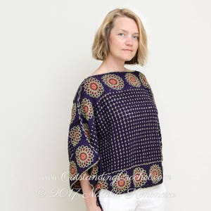 Cardigan Sweater 2 in 1 Crochet PATTERN - Women Top, Pullover - Kimono Sleeve, Seamless, Convertible - Medium, Large, Plus Size