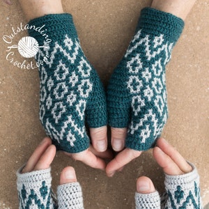 Mosaic Crochet Mittens Pattern: U&Me Unisex Fingerless Hand Warmers (PDF)