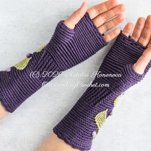 Crochet Mittens PATTERN and Crochet Wrist Warmers PATTERN Combo Fingerless Gloves Mitts for Women Kids Hedera Charts, Videos PDF image 5