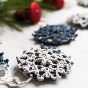 Crochet PATTERN Christmas Garland Snowflake Christmas tree garland, Ornament, Winter home decoration Written, Charts, Video PDF image 6
