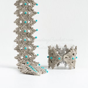 Gehaakte armband PATROON - Keltische kralen pols manchet sieraden - Festival, Boho Chic stijl, grafieken, stapfoto's - PDF